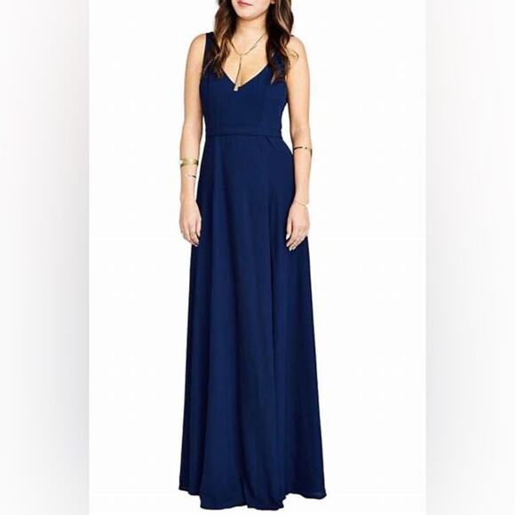 Show Me Your MuMu Navy Blue Jen Sleeveless V-Neck Formal Dress Size Small - Picture 1 of 10